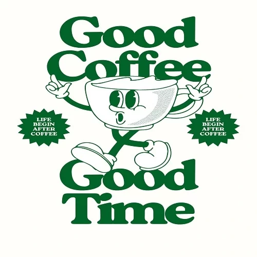 Green and White Retro Illustrative Typography Coffee Poster Green and White Retro Illustrative Typography Coffee Poster